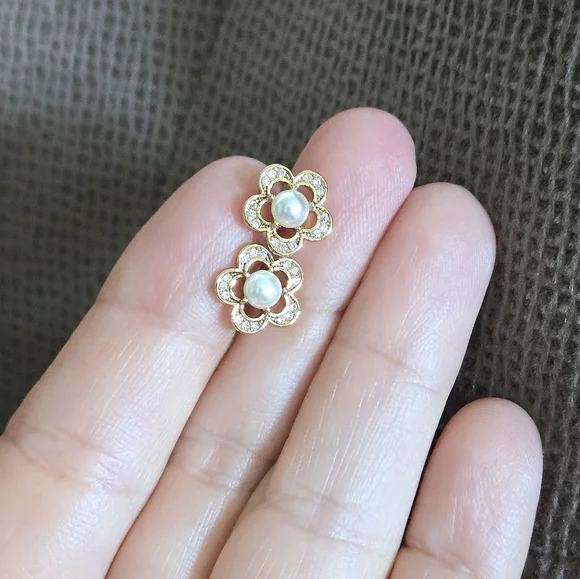 Kate Spade♠️ "Jeweled Stencil" Faux Pearl Earrings - NIB - Picture 15 of 16